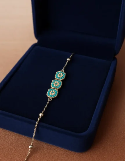 925 ayar gümüş turkuaz kadın bileklik kutuda şık sunum