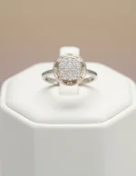 Silver 925 Yuvarlak Pavé Zirkon Halo Kadın Yüzük – stüdyo beyazı