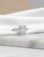 Göz Kamaştıran Baget Kesim Halo Gümüş Yüzük