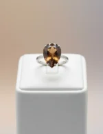damla kesim peridot yeşili zirkon gümüş yüzük solitaire