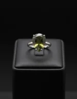damla kesim peridot yeşili zirkon gümüş yüzük solitaire