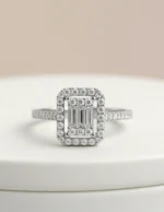 Göz Kamaştıran Baget Kesim Halo Gümüş Yüzük