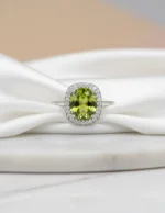 FitLiva 925 Ayar Gümüş Renk Değiştiren Cushion Cut Zirkon Yüzük Saten Üzeri