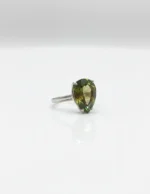 damla kesim peridot yeşili zirkon gümüş yüzük solitaire