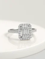 Göz Kamaştıran Baget Kesim Halo Gümüş Yüzük